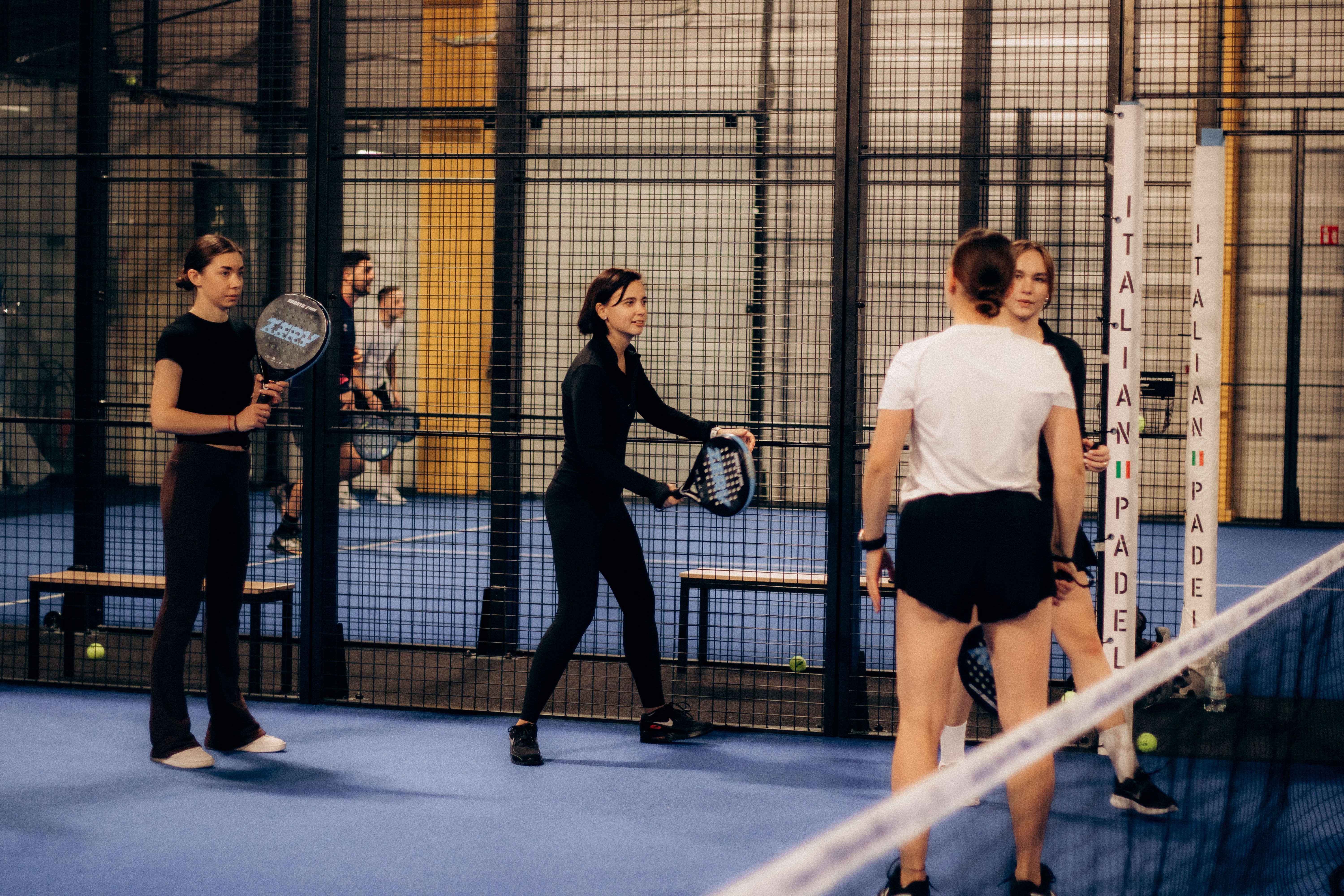 Padel player in action